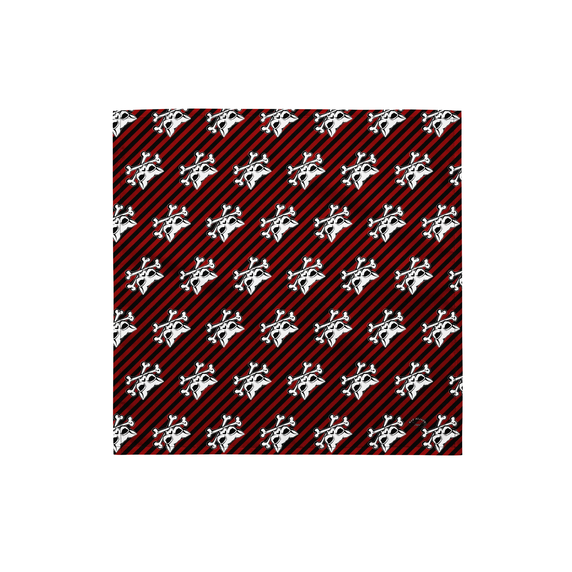 Blaque and Red Stripped Kat Skull Bandana product image (1)