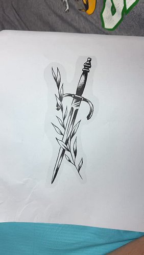 A classic pairing of strength and peace. The dagger represents protection and bravery, while the laurel branch symbolizes vic...
