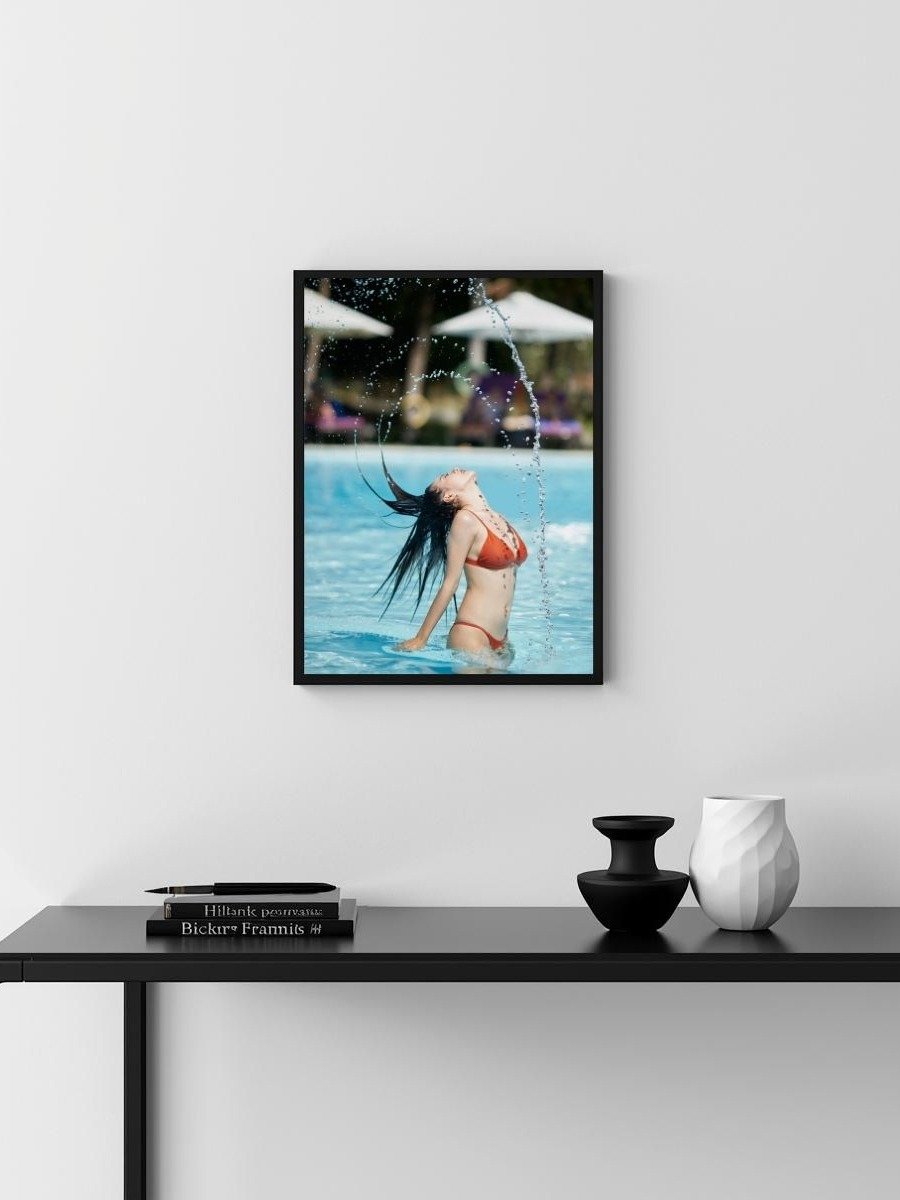 Red Bikini Pool Splash – Glossy 8x10 Metal Print product image (3)