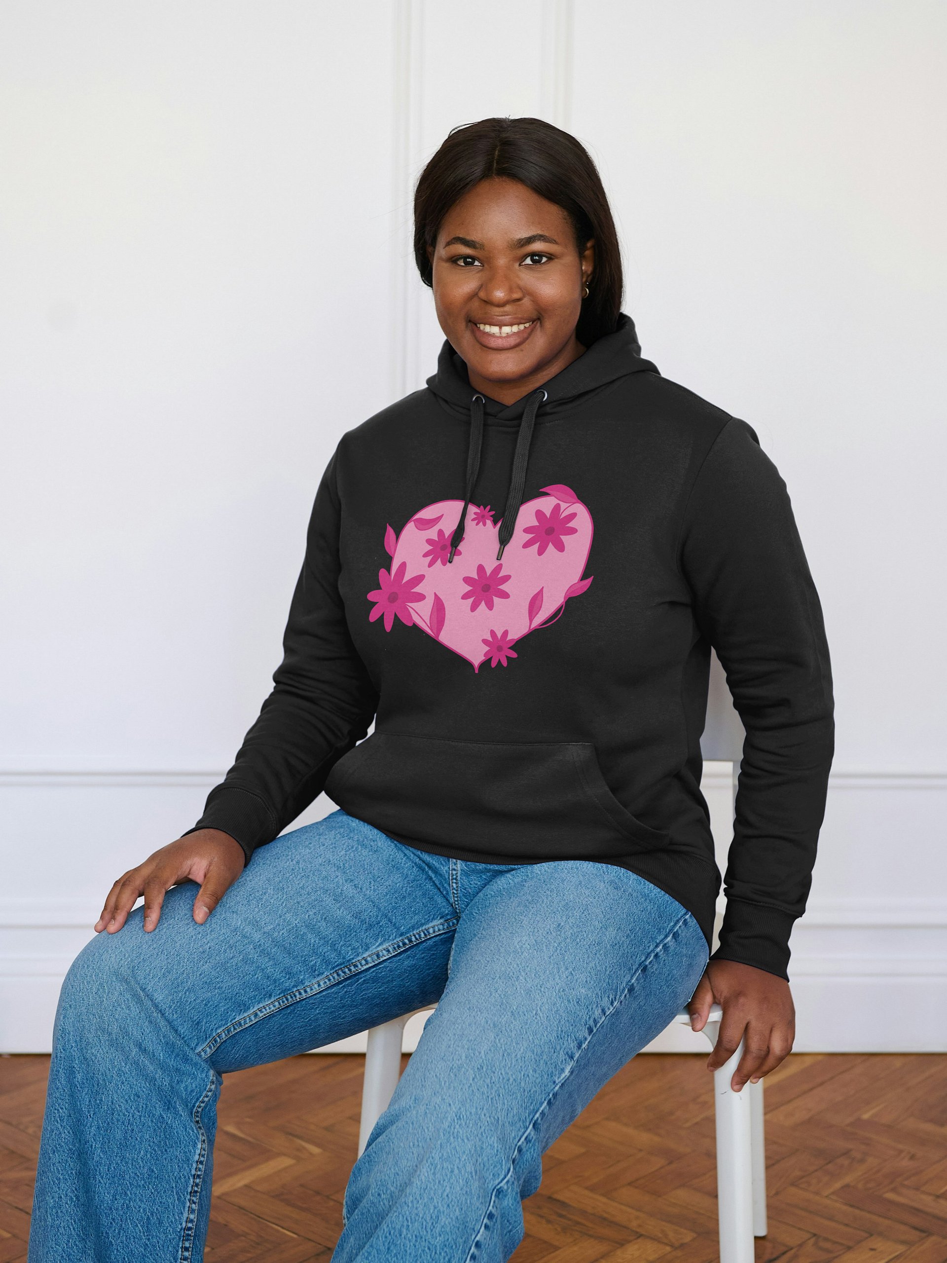 Pink Floral Heart Eco Hoodie product image (1)