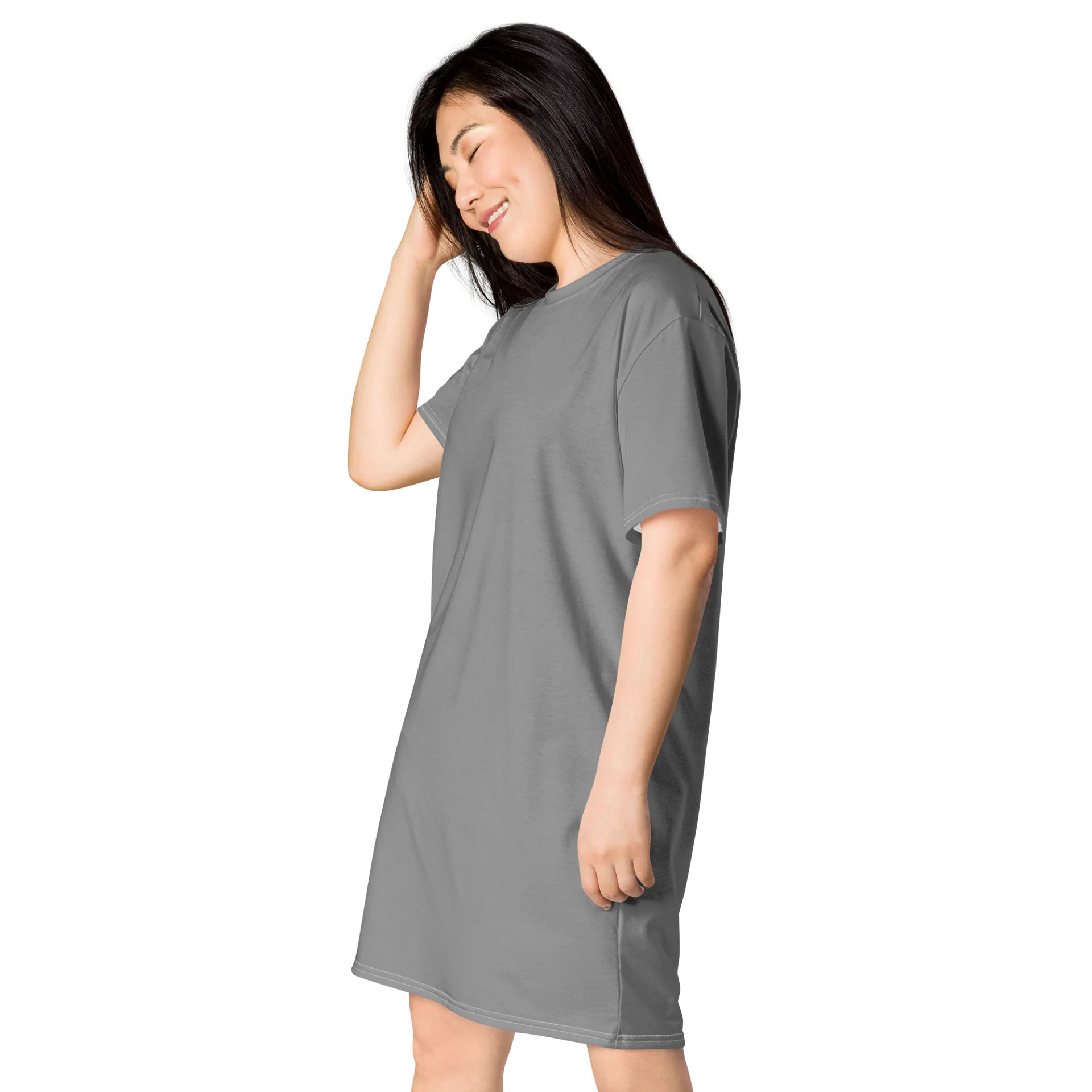 Noble Grey Oversized T-Shirt Dress | Stretchy Fabric | Casual or Formal Style | Sizes 2XS-6XL | Exclusive Design product image (3)