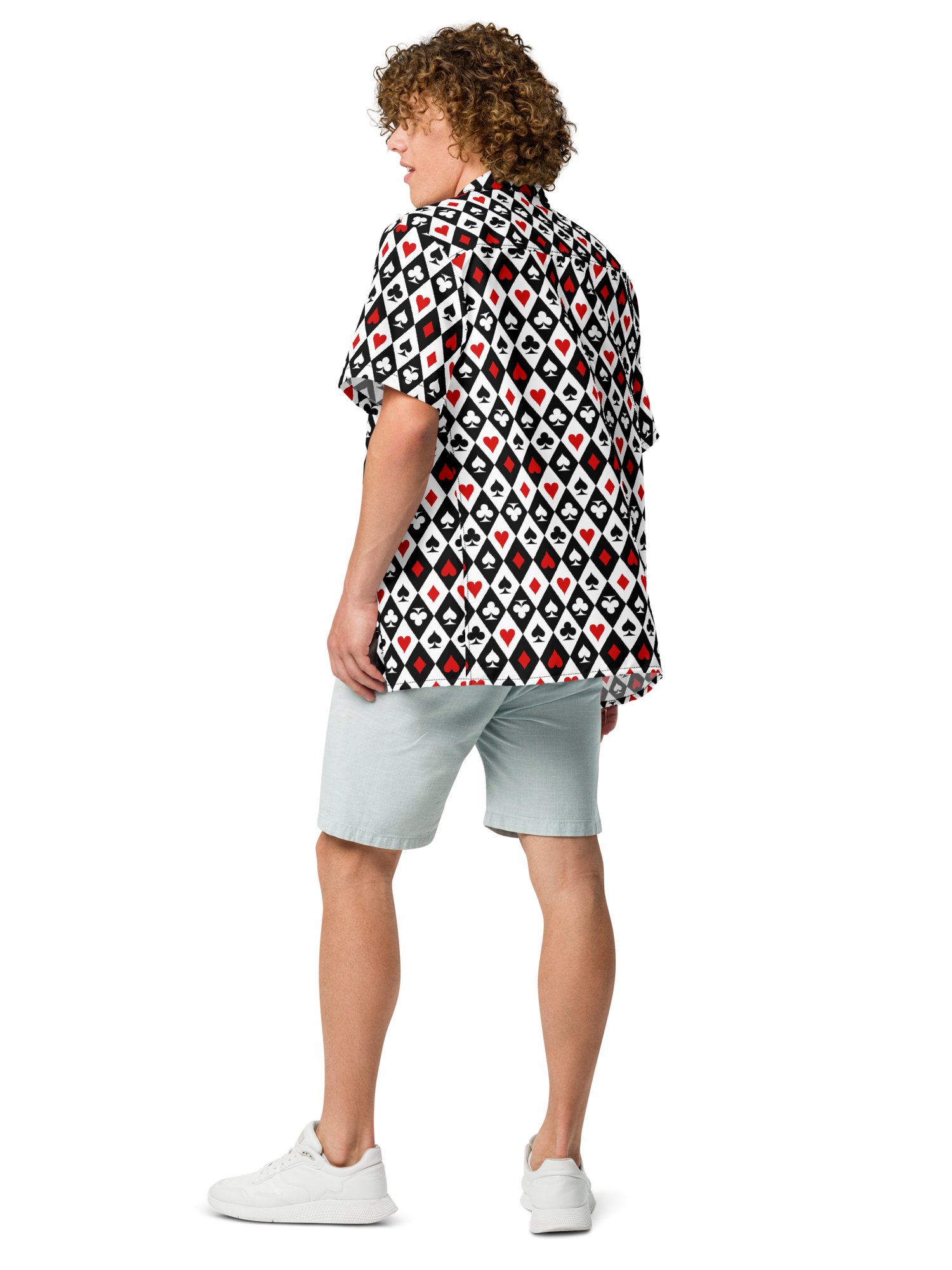 Retro Playing Card Suits Argyle All-Over Print Hawaiian Shirt product image (4)