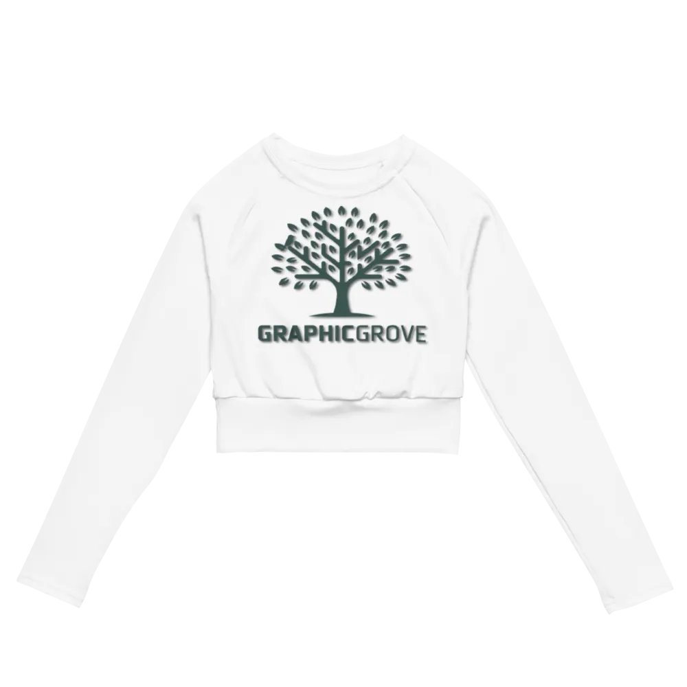 Graphic Grove Recycled Long Sleeve Crop Top - Sustainable White Top with Nature-Inspired Tree Graphic product image (3)