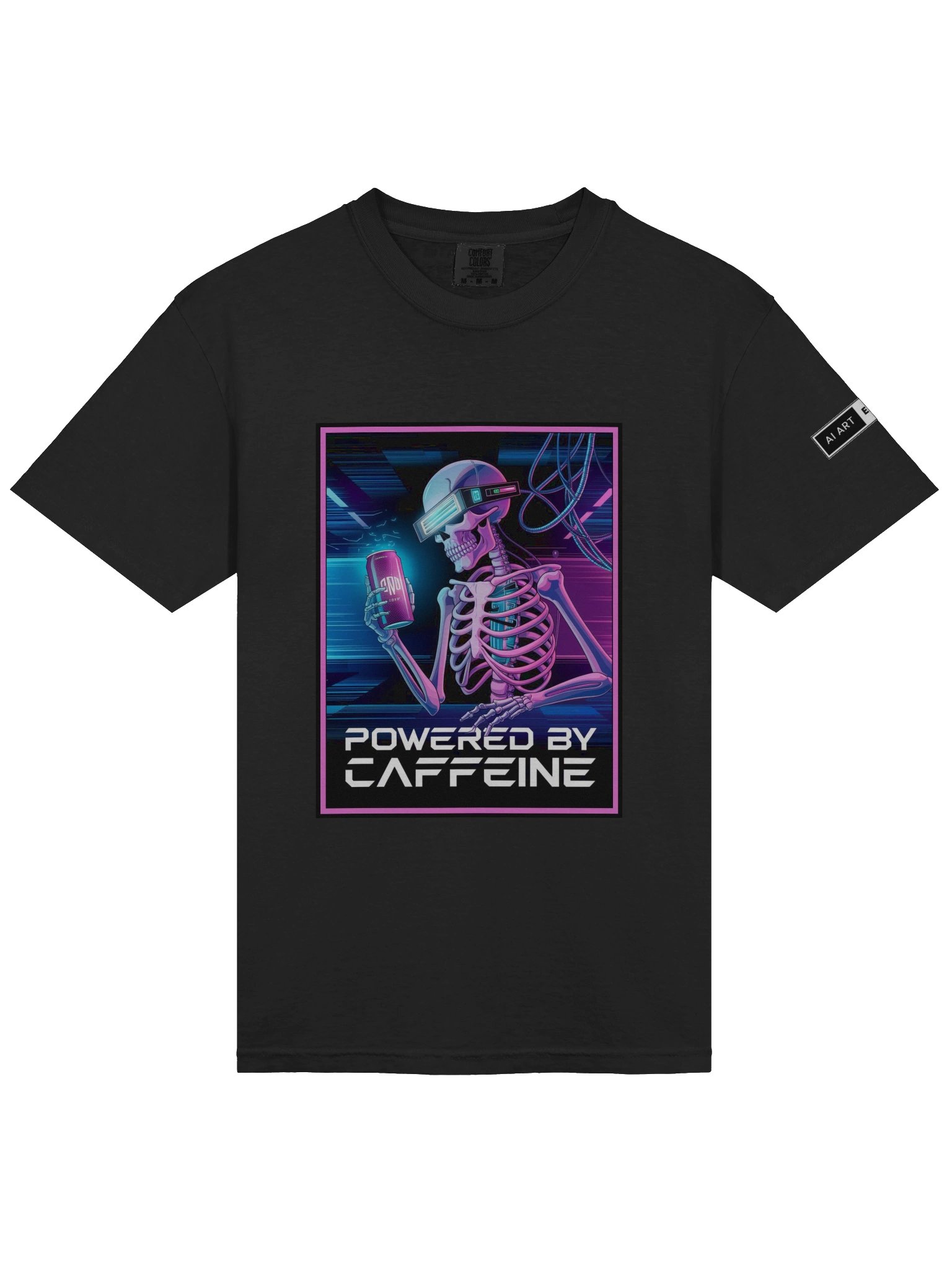 "POWERED BY CAFFEINE" 100% cotton T-shirt product image (1)