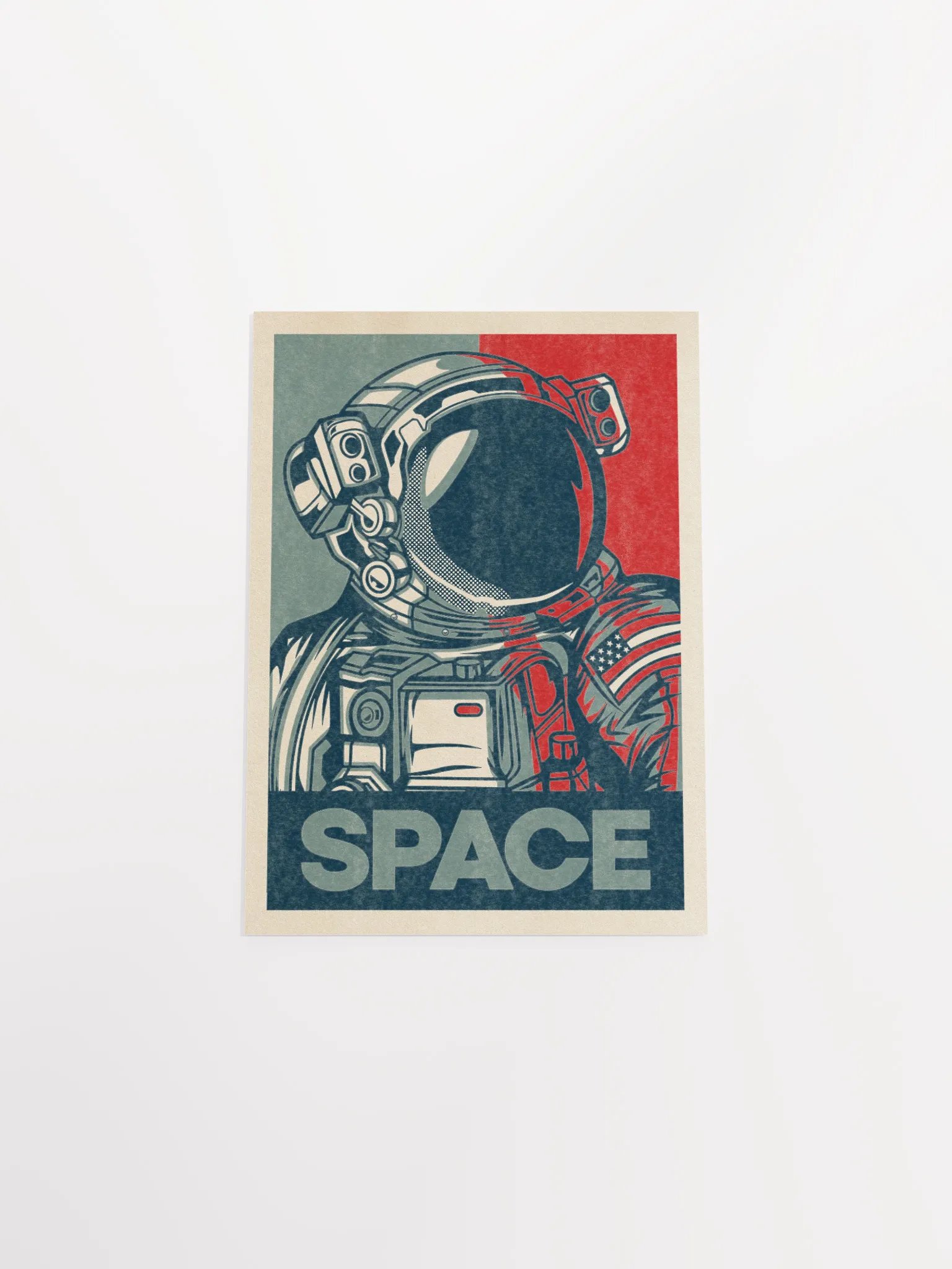 Space (Hope/Obama style, Shepard Fairey style) — Vintage space poster, retro space art, propaganda poster, retrofuturism art, retro sci-fi print product image (9)