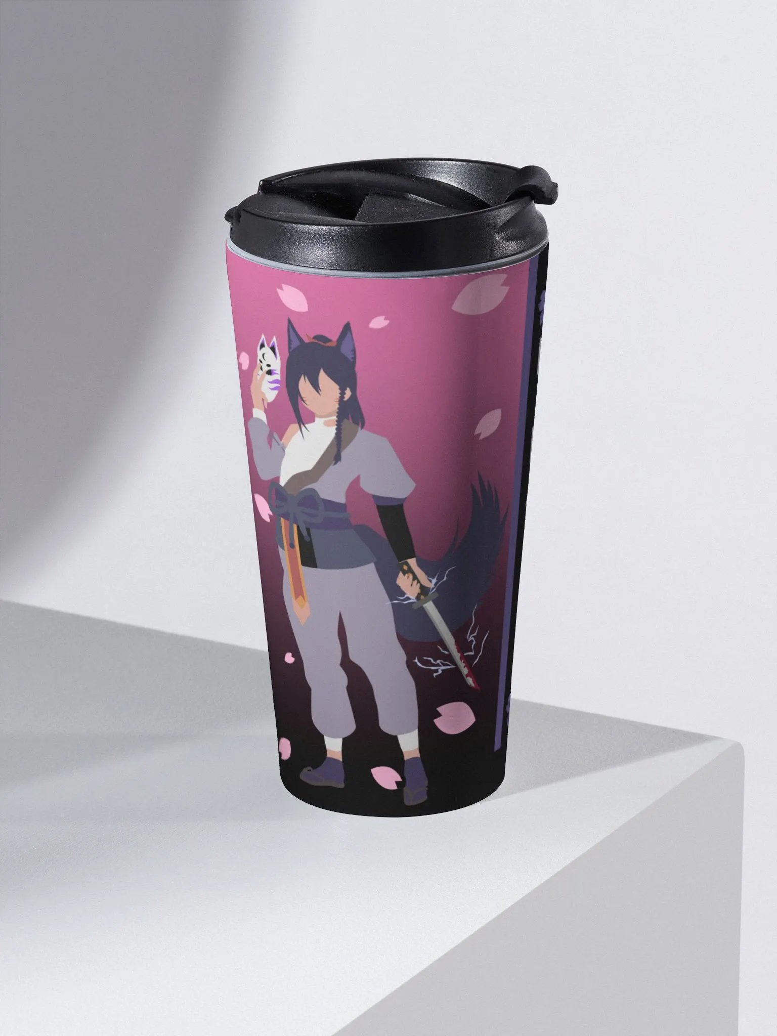 Stainless Steel Travel Mug | Dark Mode | Pink Fade product image (2)