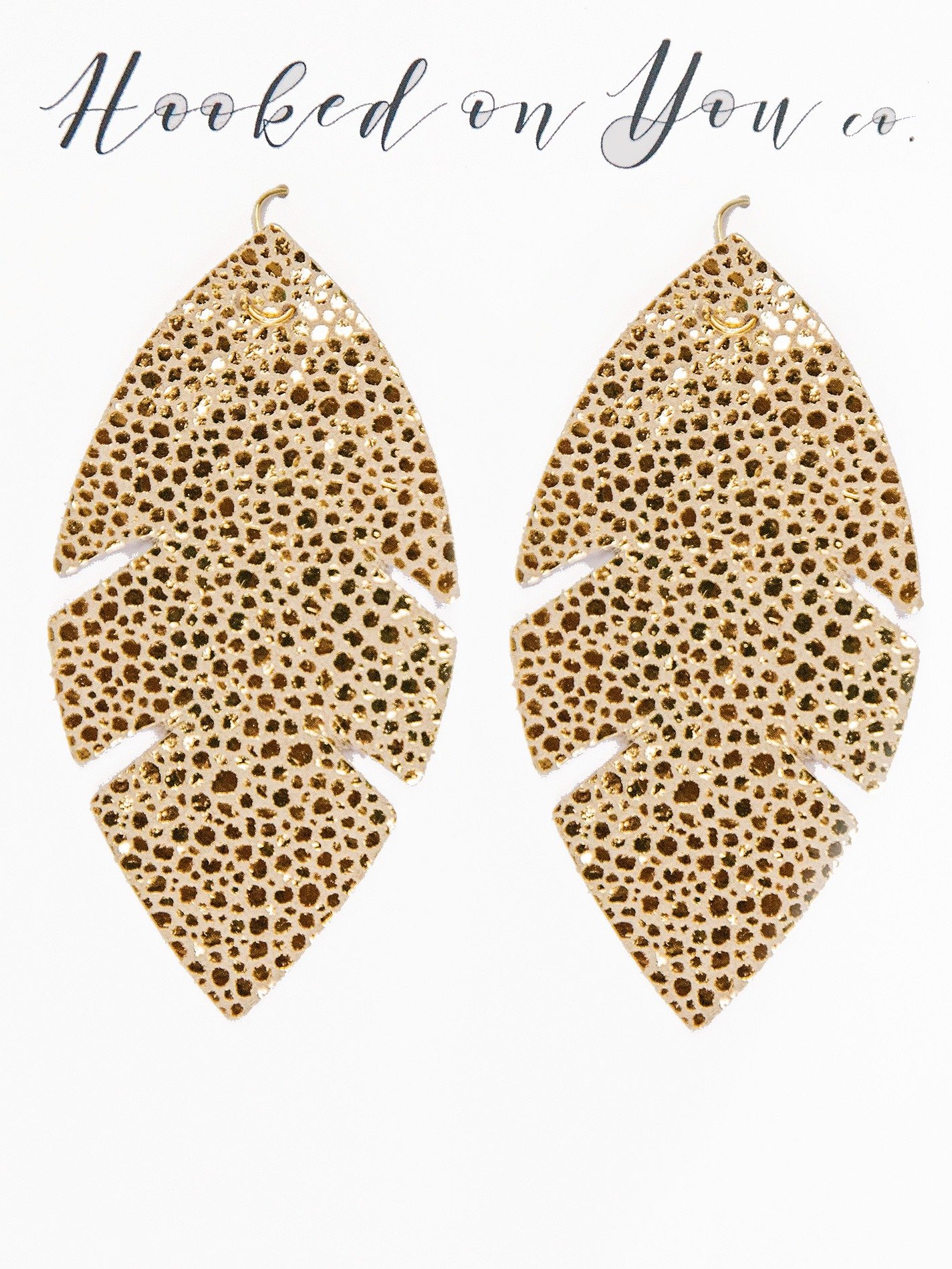 Gold Sparkle Palm Leather Earrings product image (2)