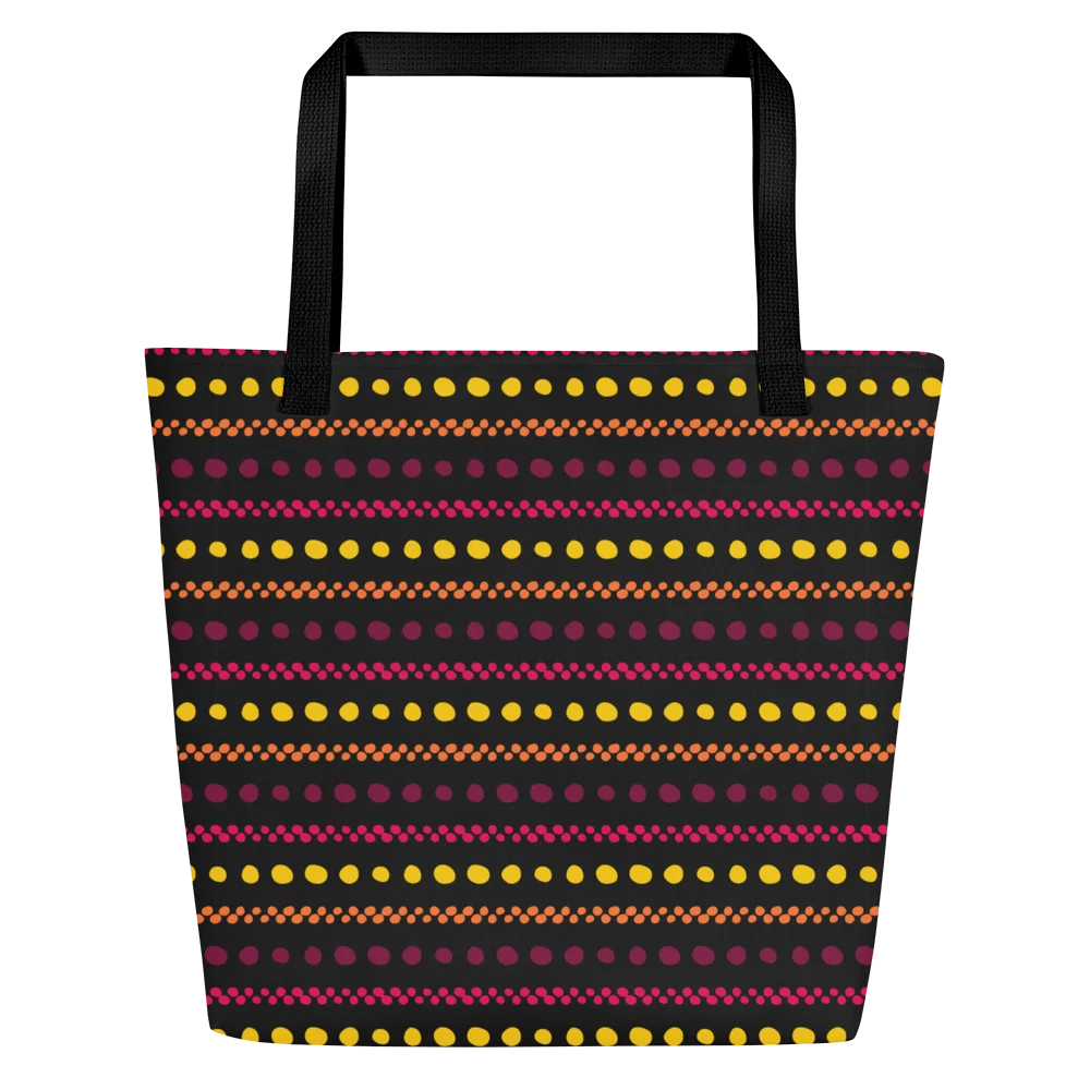 Stylish Large Tote Bag in Playful Dots and Stripes product image (3)