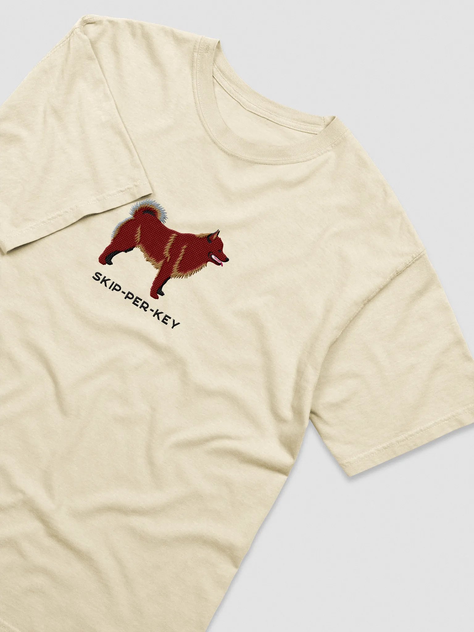 Skip-Per-Key T-Shirt(Embroidered) of a Schipperke(Chocolate) product image (6)