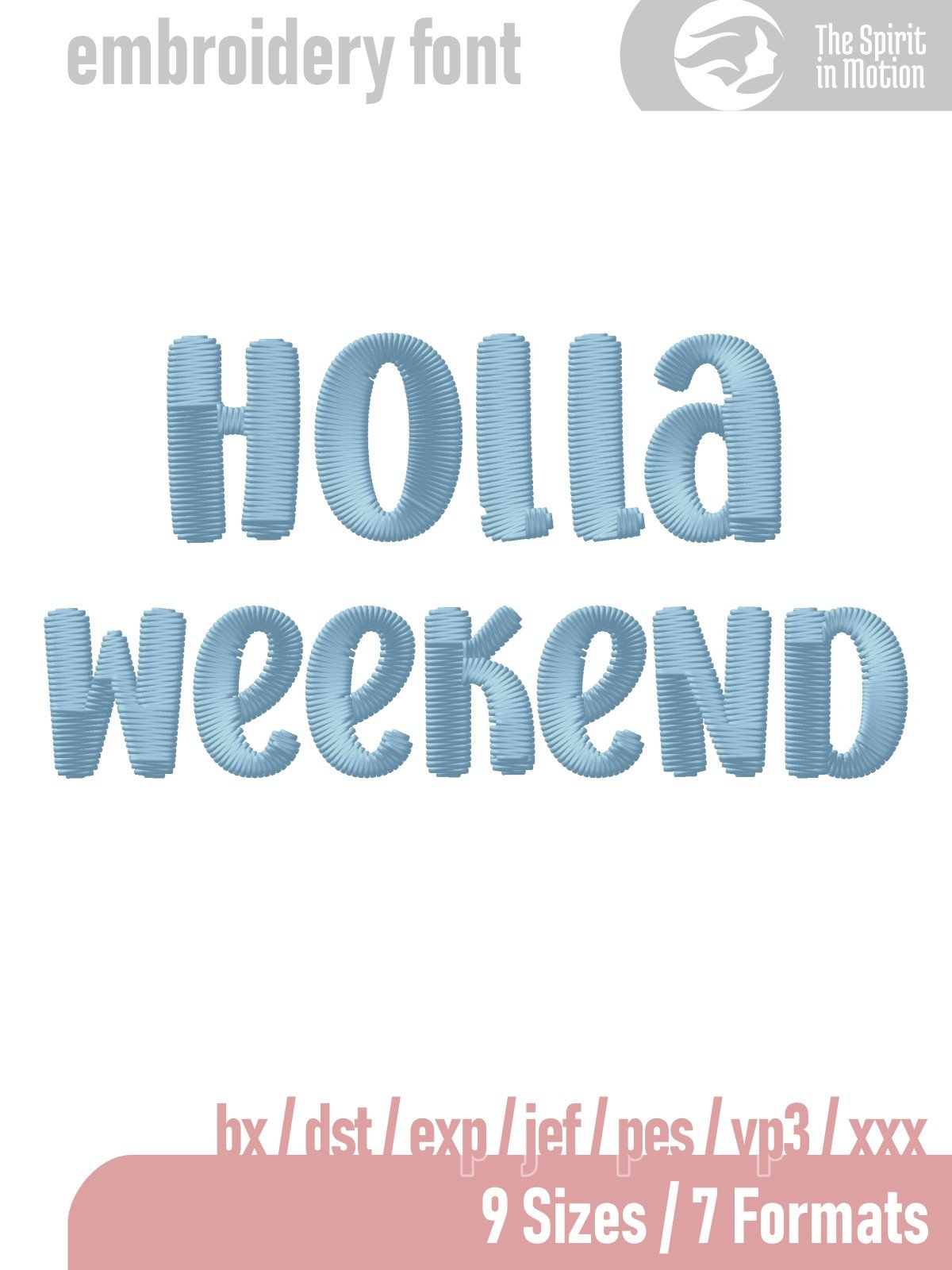 Holla Weekend Machine Embroidery Font | PES, BX, DST product image (1)