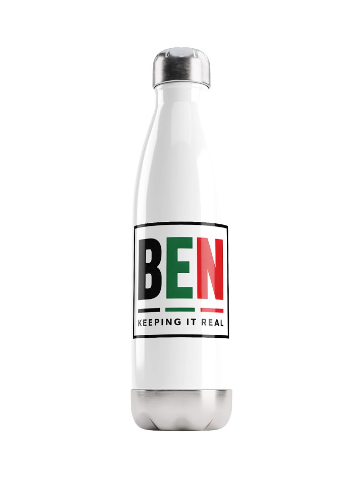 BEN “Keeping It Real” White Stainless Steel Water Bottle product image (1)