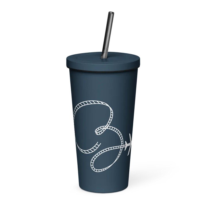 Coaster Breaks Insulated Tumbler with a Straw - Navy & White product image (1)