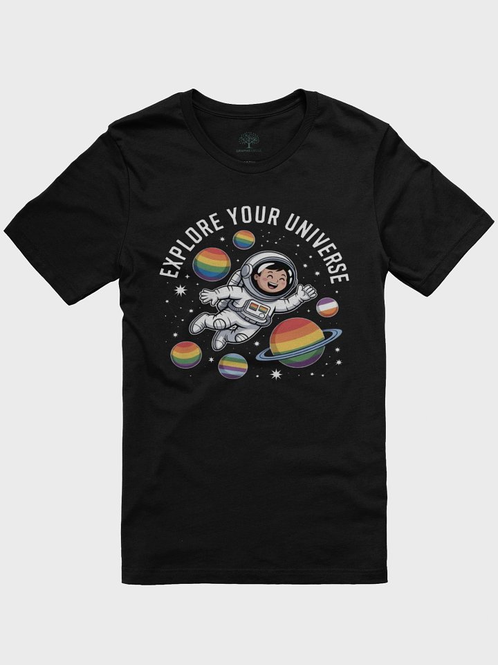 Unisex "Explore Your Universe" Rainbow Space Astronaut T-Shirt product image (3)