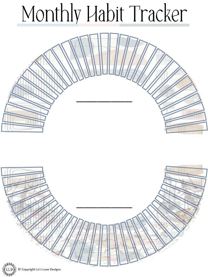 Monthly Habit Tracker Semi Circle - Geo Shapes - 8.5x11 Printable product image (1)