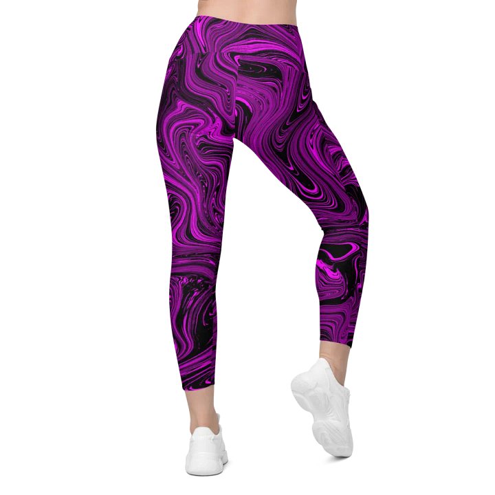 Leggings with Pockets - Purple and Black Fluid Swirls product image (2)
