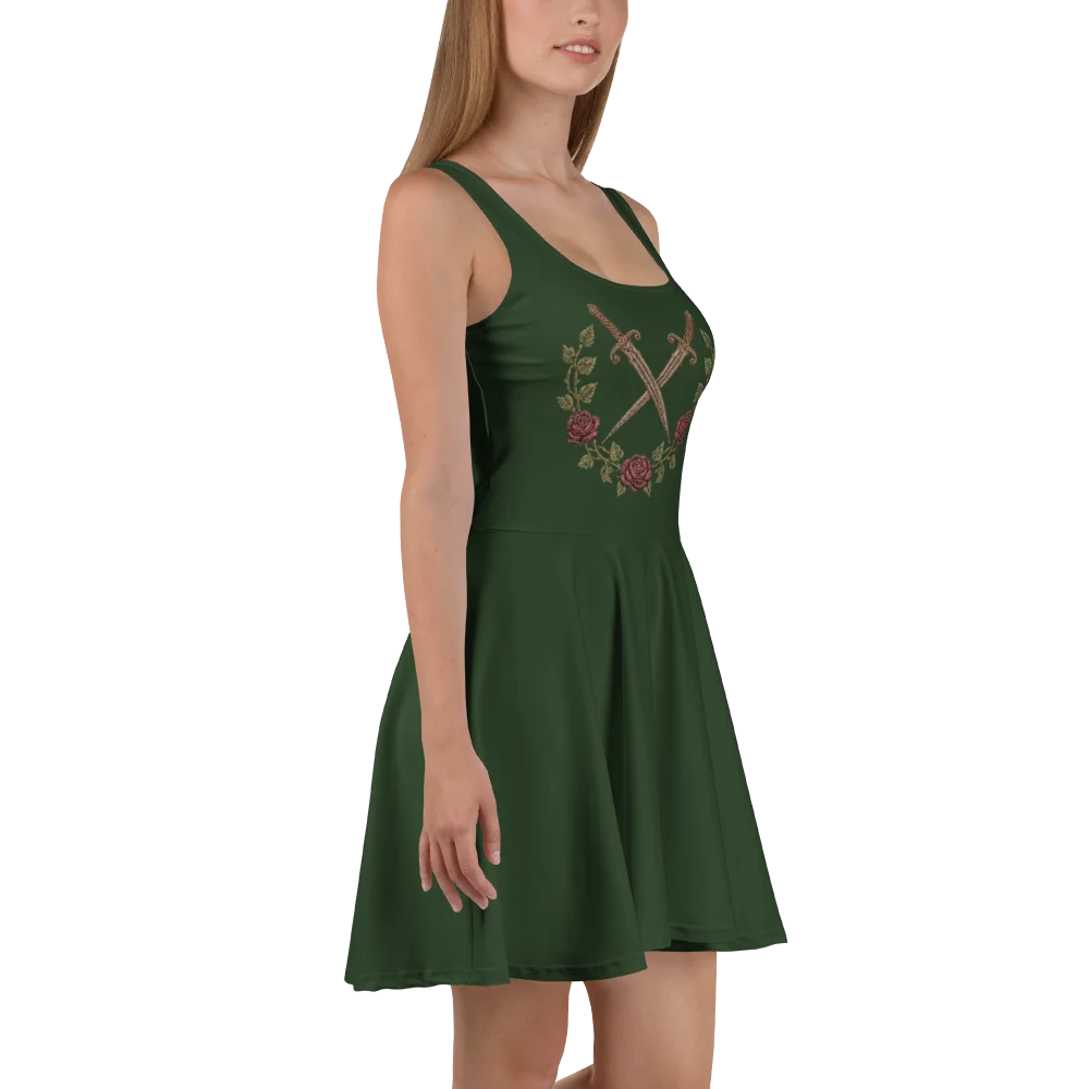 Womens Casual Summer Dress Daggers and Roses Print Scoop Neck A-Line Skater Sundress Fashion 2026 product image (4)