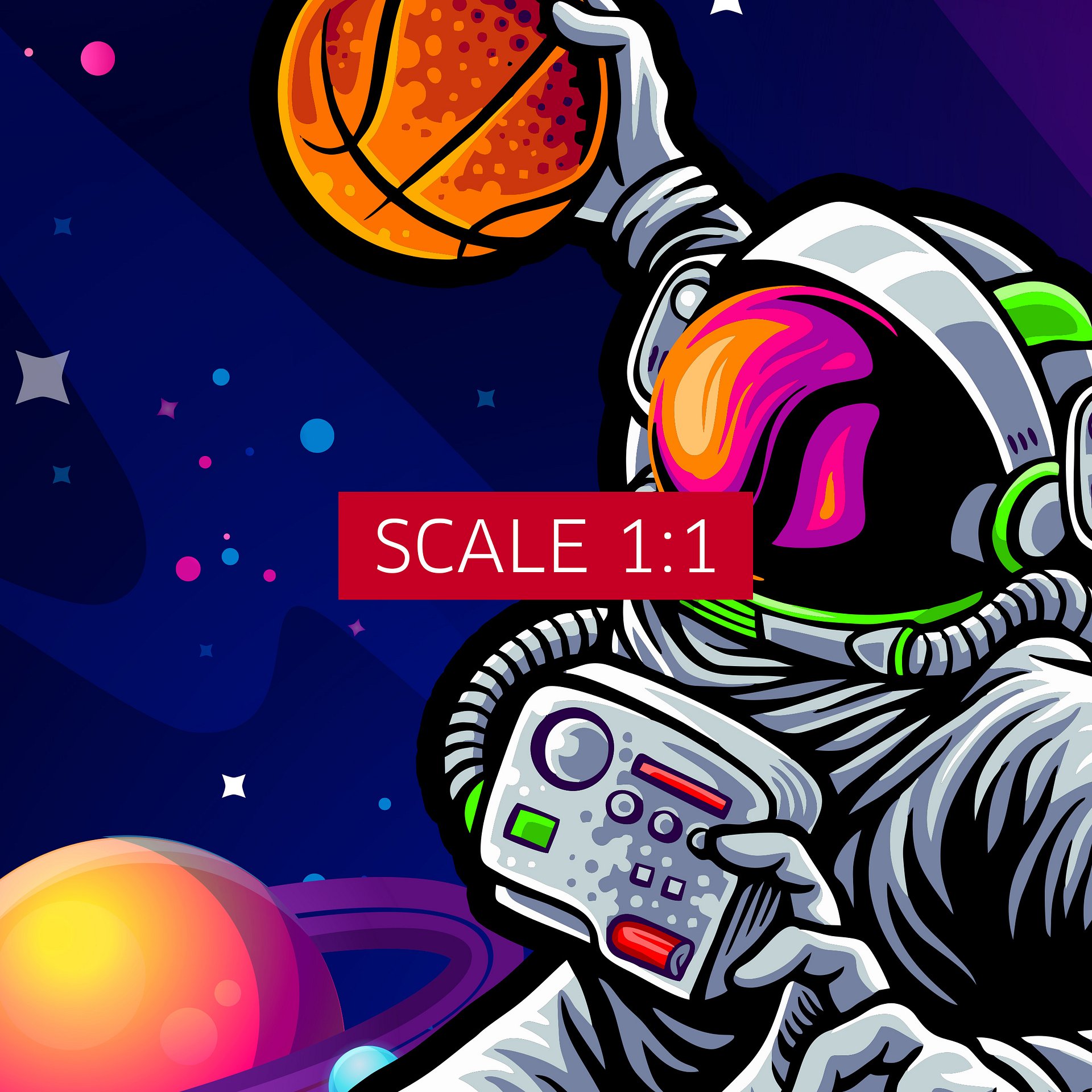Astrodunk basketball/Slam dunk space/Astronaut basketball slam dunk in space — space poster, synthwave space, neon space, aesthetic poster product image (4)