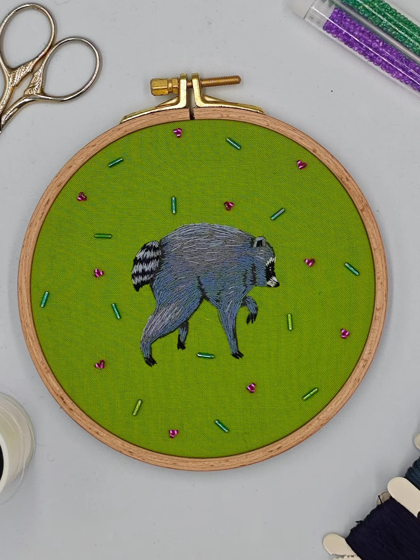 Jimothy hand embroidery pattern PDF raccoon step by step thread painting instructions product image (6)