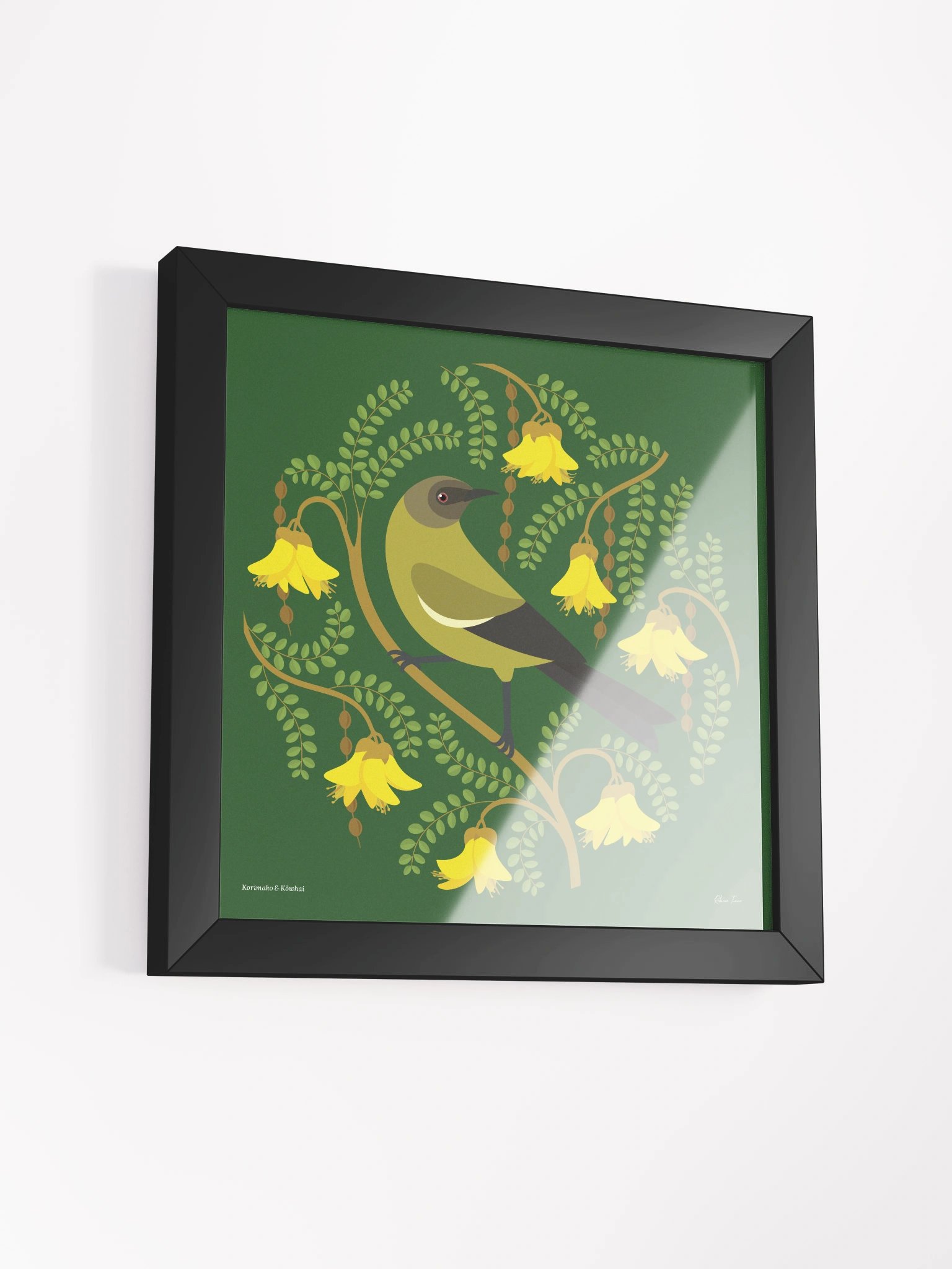 Korimako in Kōwhai Framed Wall Art product image (3)
