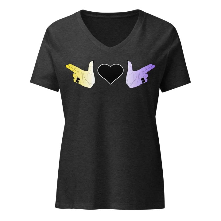 Finger Guns (enby flag) V Neck product image (3)