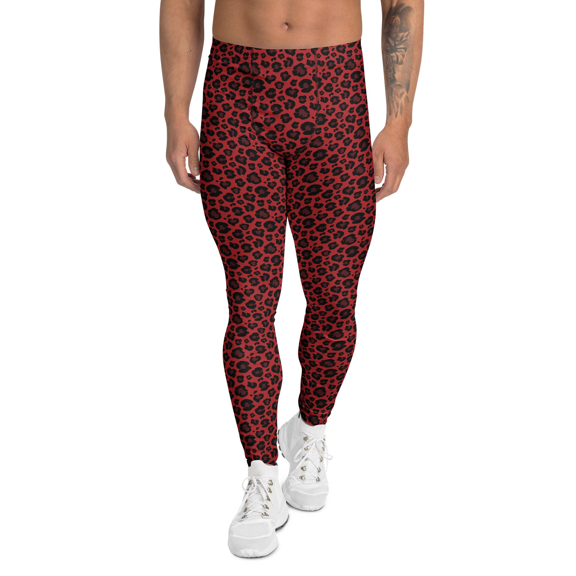 Bold Red Leopard Print Men's Leggings product image (1)
