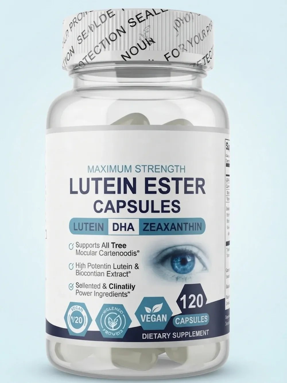 كبسولات هلامية لوتين إستر مع زياكسانثين و DHA - مكمل غذائي لصحة العين - 120 كبسولة صفراء product image (1)