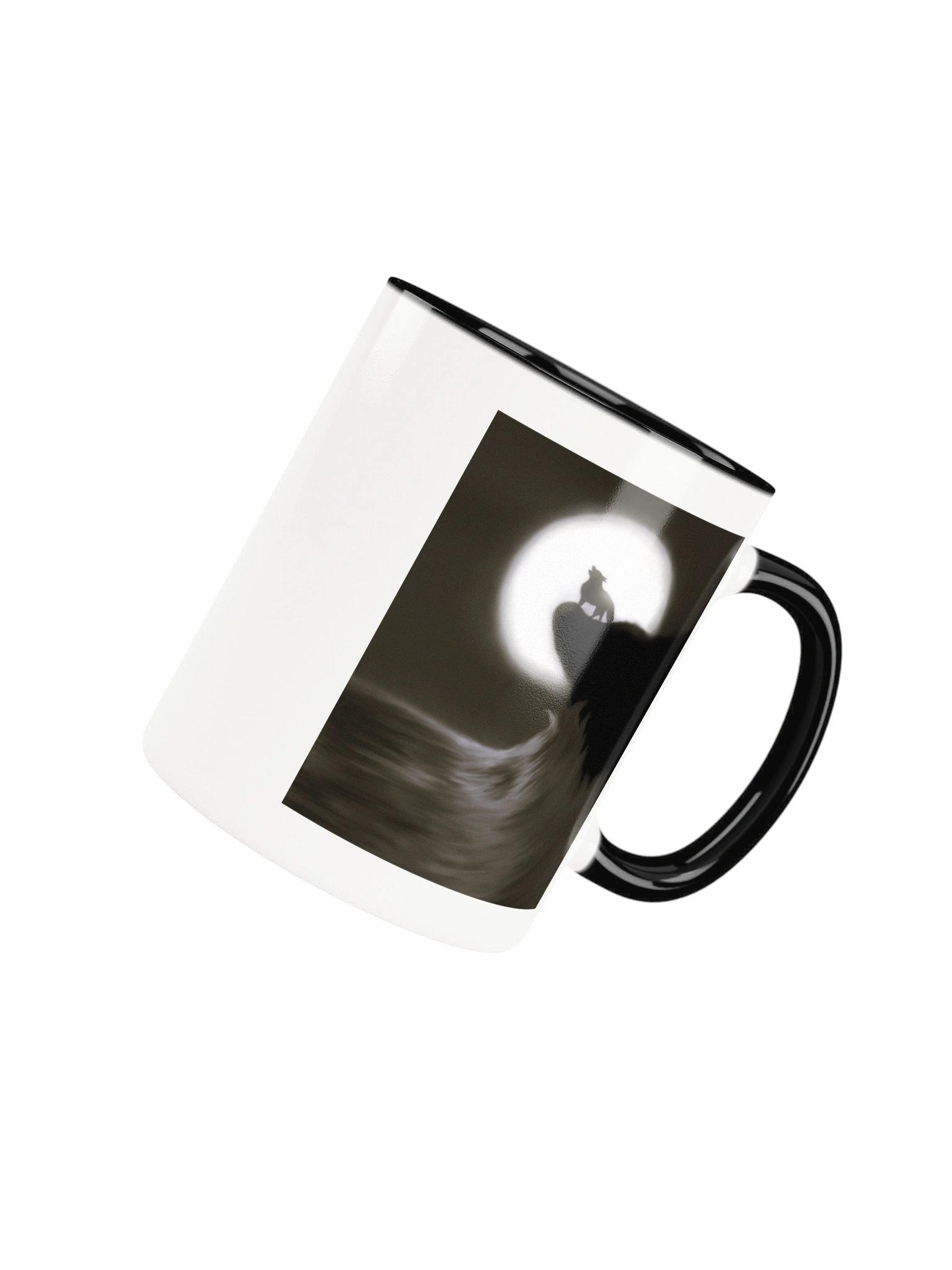 "Wolf on cliff" Ceramic Mug with Color Inside product image (4)