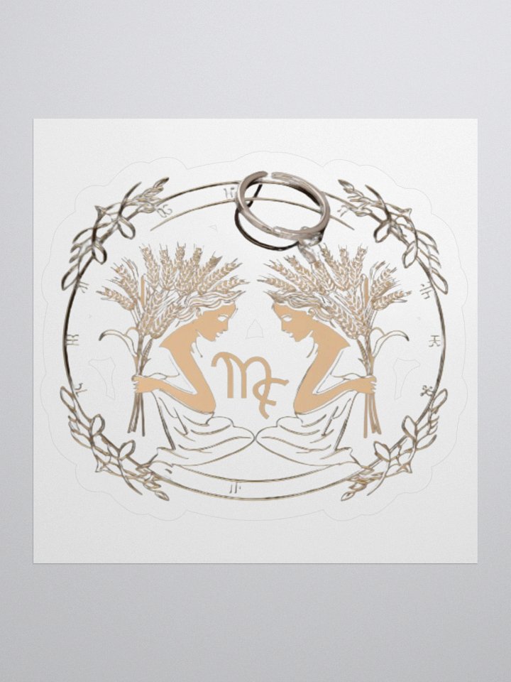 Virgo Zodiac Sticker - Maiden with Wheat & Floral - Durable Vinyl product image (2)