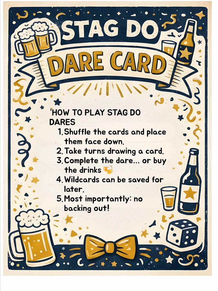 Printable Stag Do Dare Cards – Instant Download product image (2)