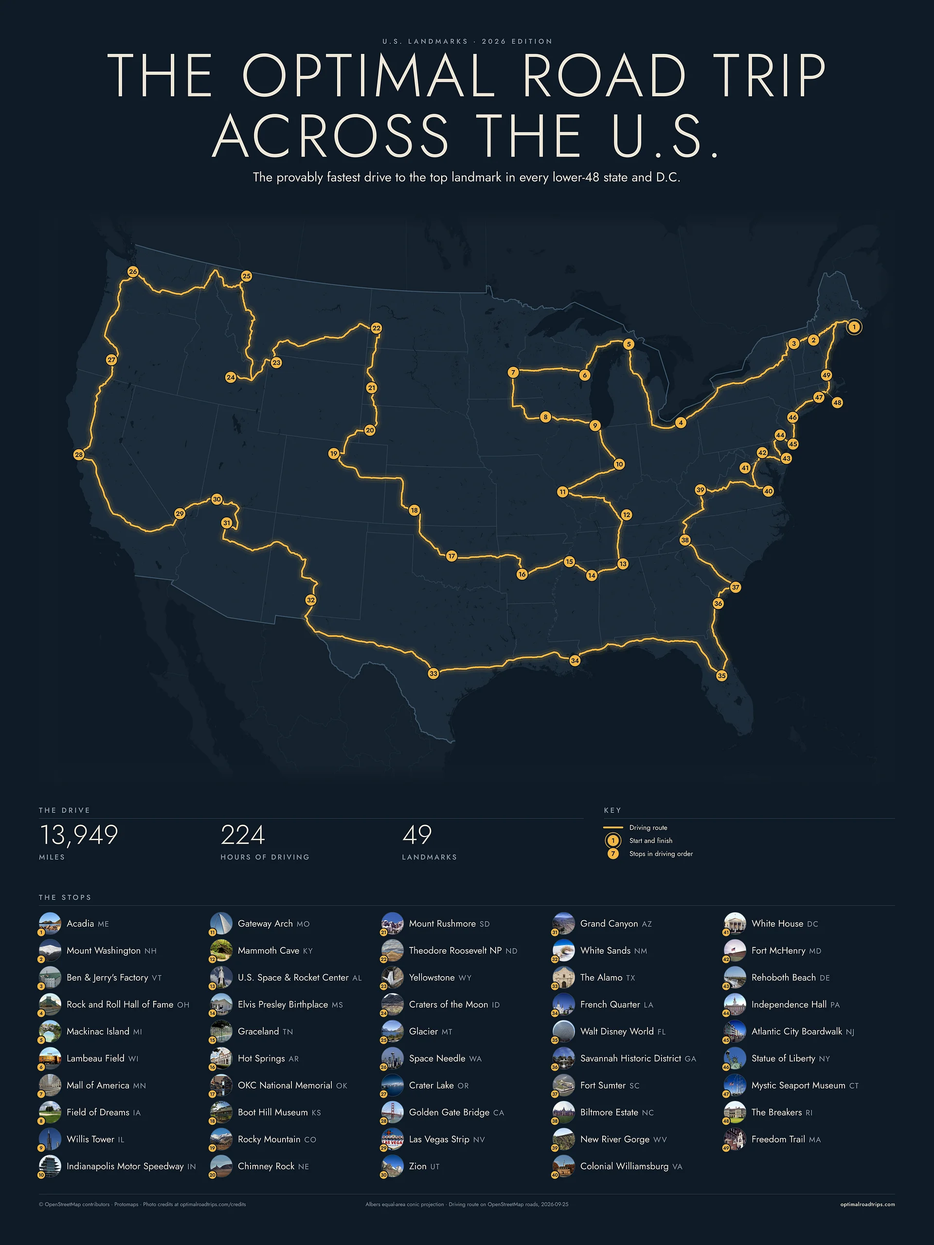 U.S. Landmarks 2026, Midnight, 18 x 24 in, matte poster product image (1)