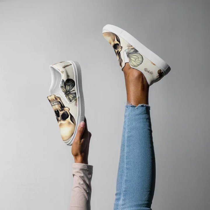 Women's Slip-On Canvas Shoes 💀 Vintage Vibe Skulls product image (1)