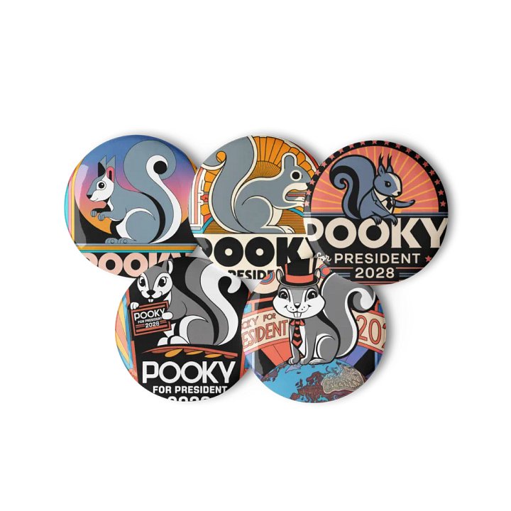 Original Pooky Artwork Buttons: Set of Five -A product image (3)