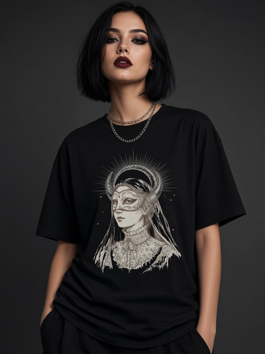 The Masque of Nyx // Horned Countess Heavyweight Tee product image (1)