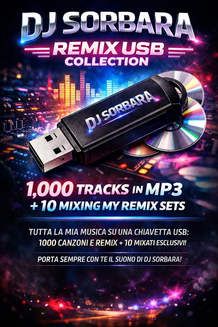 DJ SORBARA – REMIX USB COLLECTION 🎧 1000 Canzoni & Remix MP3 + 10 Mixati “Mixing My Remix” product image (1)