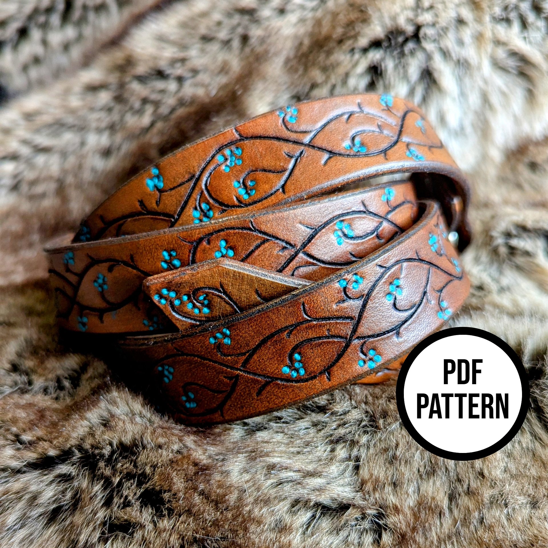 Elven Vines Leather Ring Belt - PDF Pattern for Leatherwork product image (5)