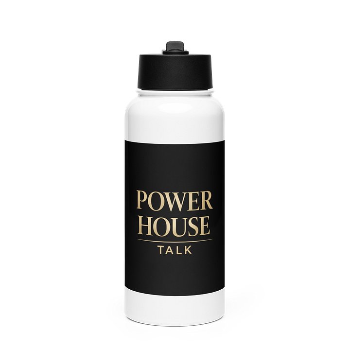The PowerHouse Talk White Stainless Steel Water Bottle with a Straw Lid product image (1)