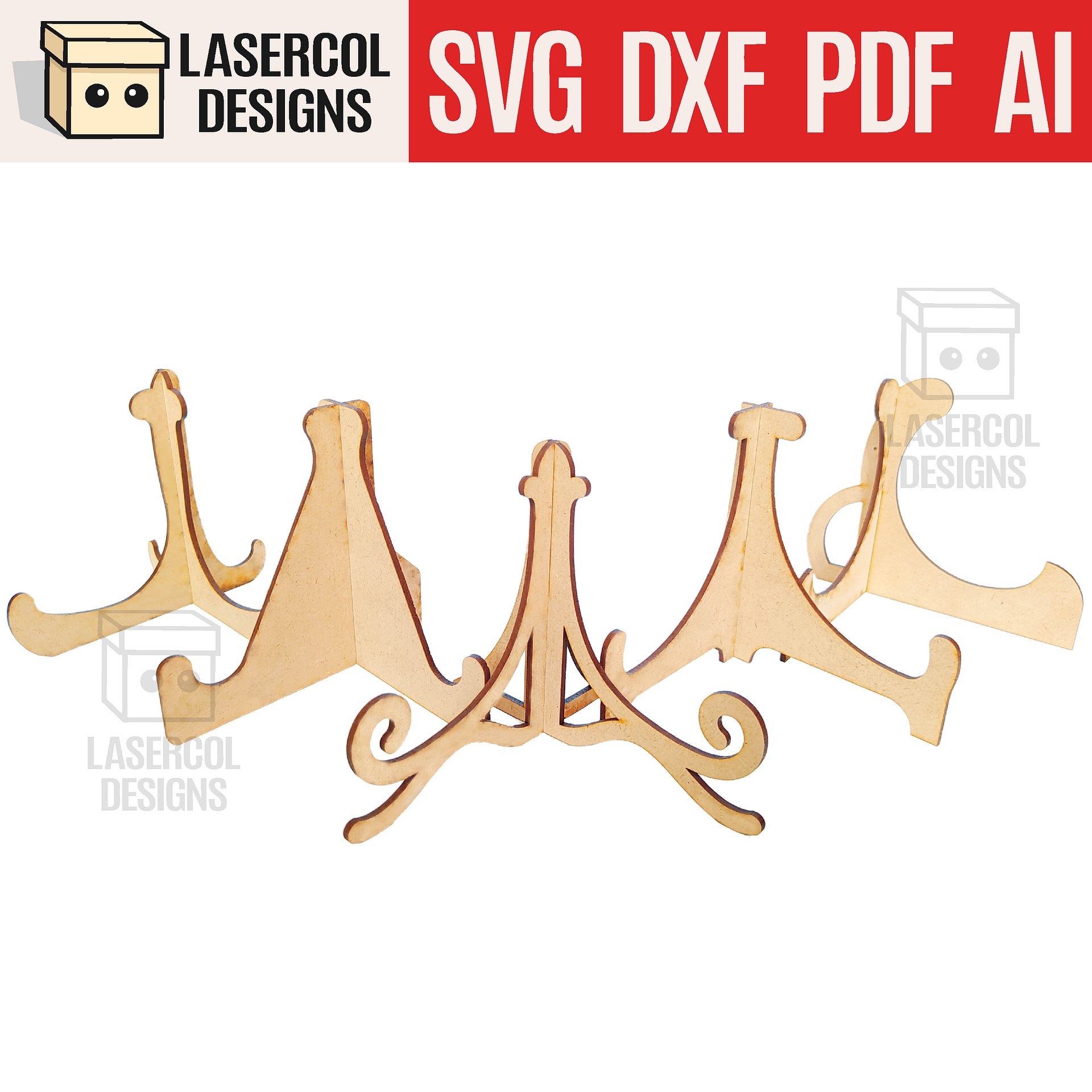 Easel Plate Stand Bundle (Set 1-2-3-4) - Laser Cut Files product image (4)