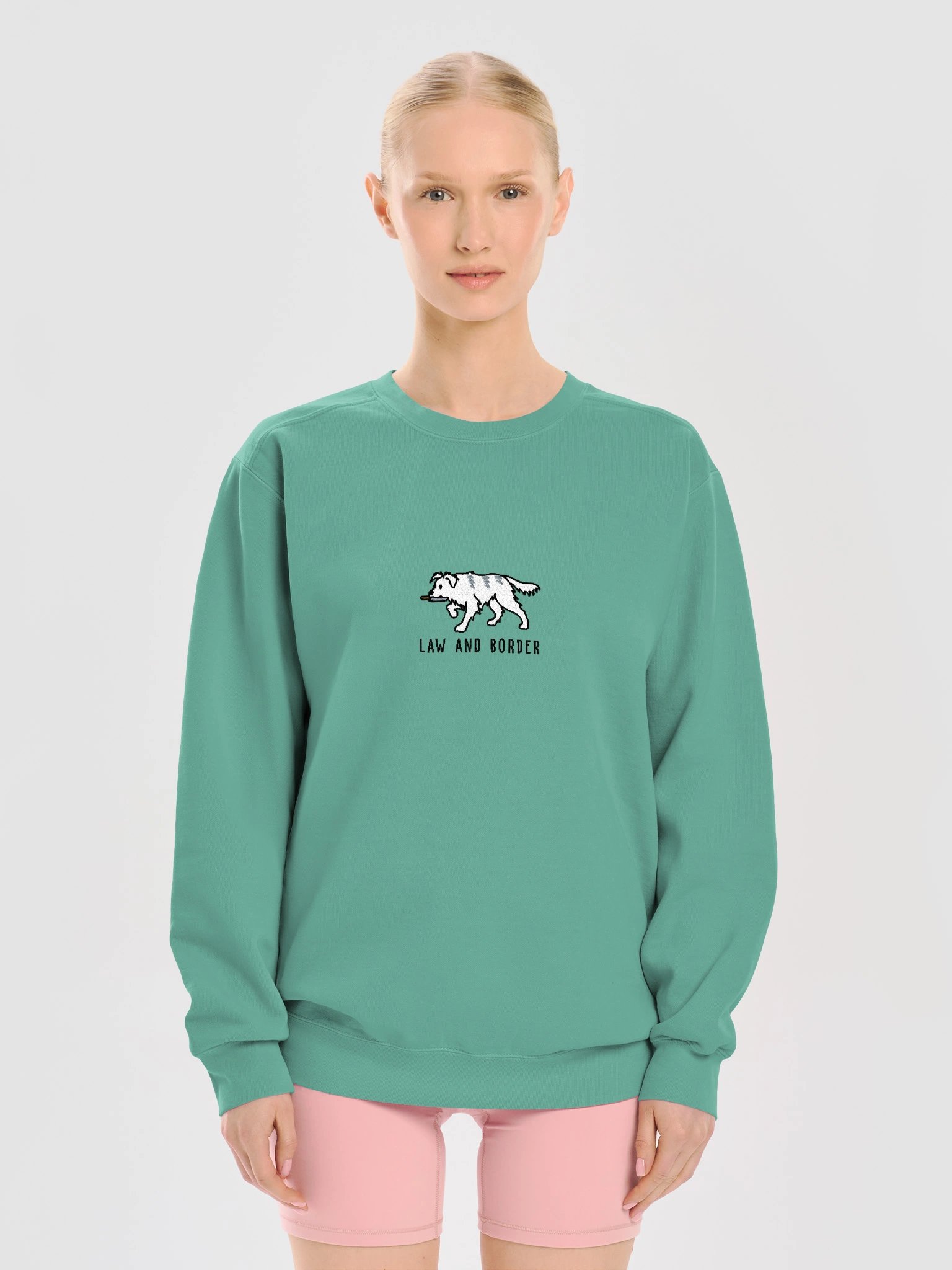 Law and Border Funny Chibi-Style Embroidered Premium Sweatshirt for Border Collie(White) Owners product image (29)