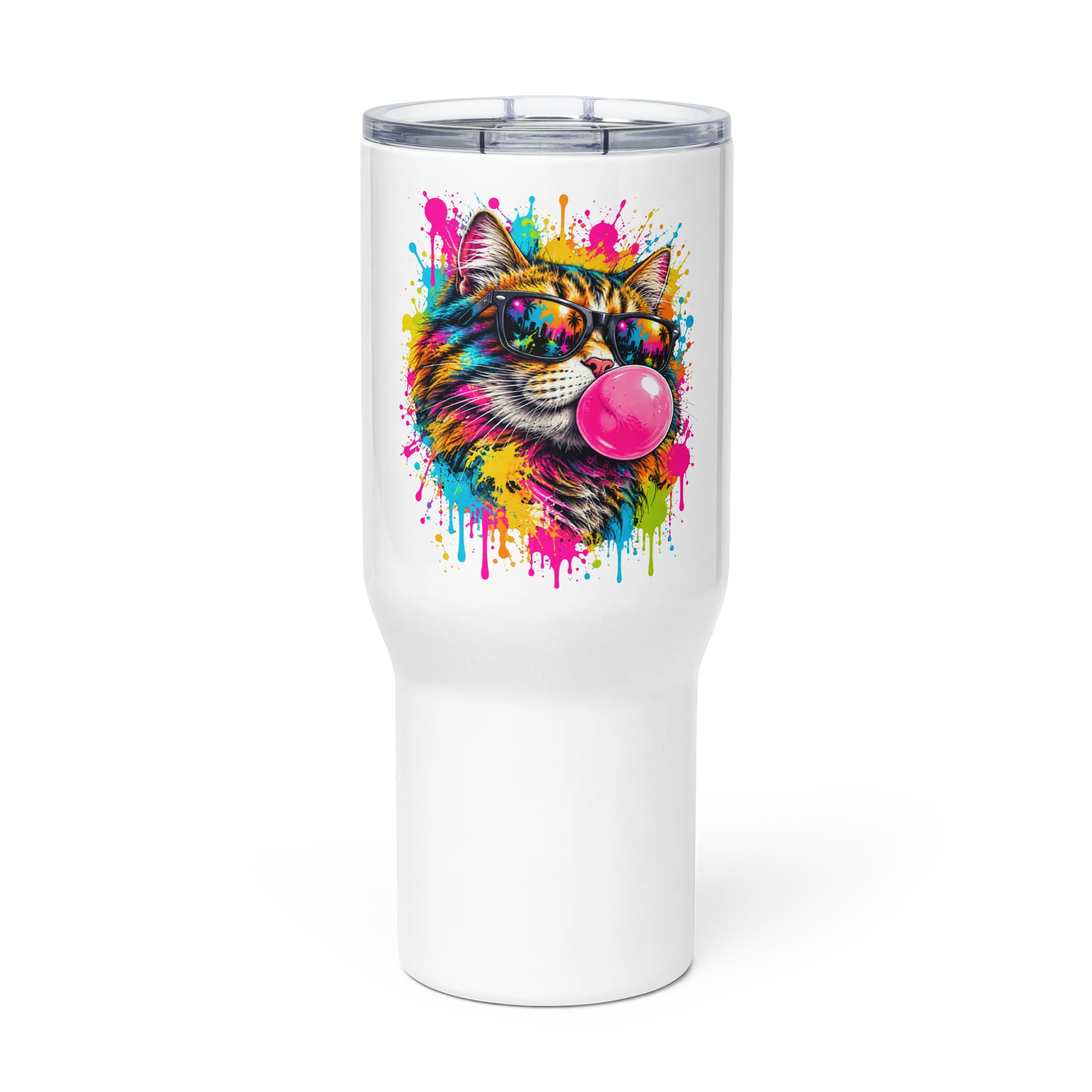 Bubble Trouble – Neon Cat Travel Mug product image (3)