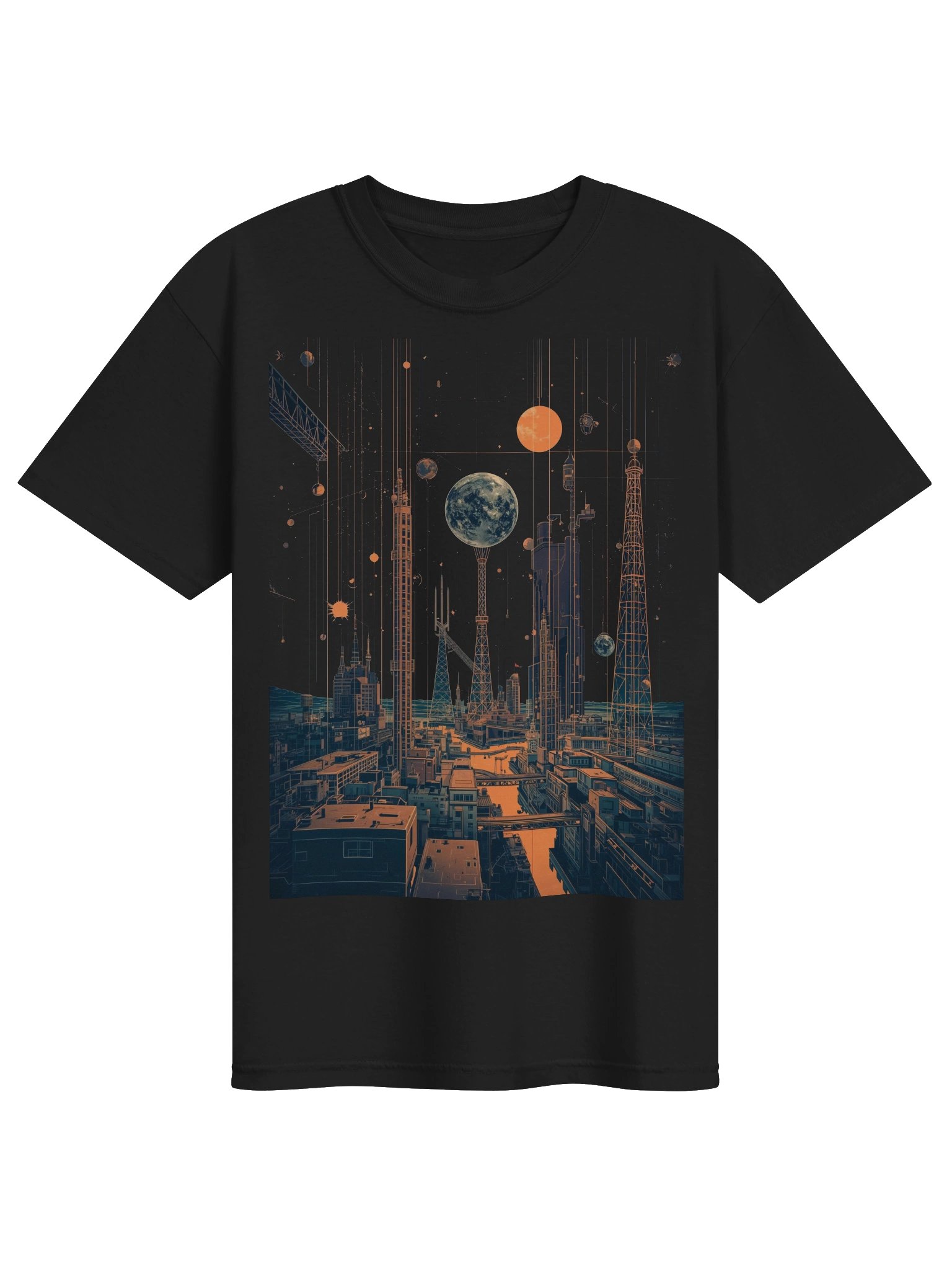 Retro Futuristic Cityscape Heavyweight T-Shirt product image (1)