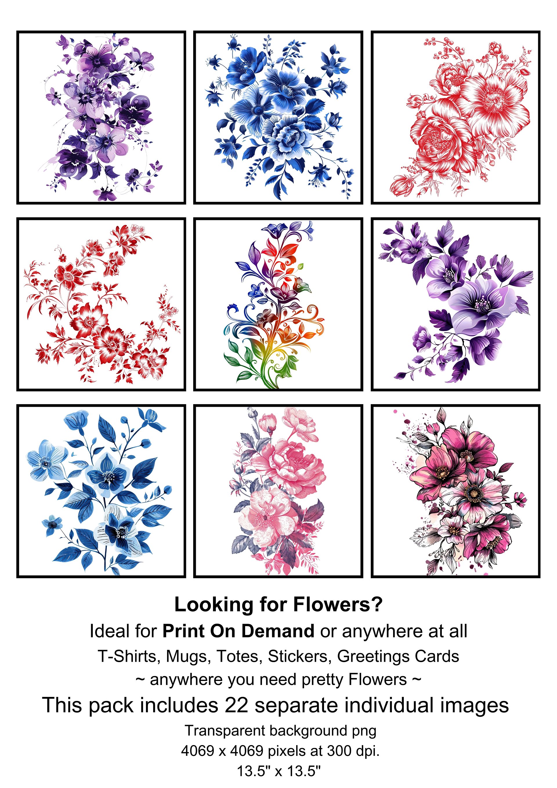 22 FLOWERS Clipart Image Bundle product image (1)