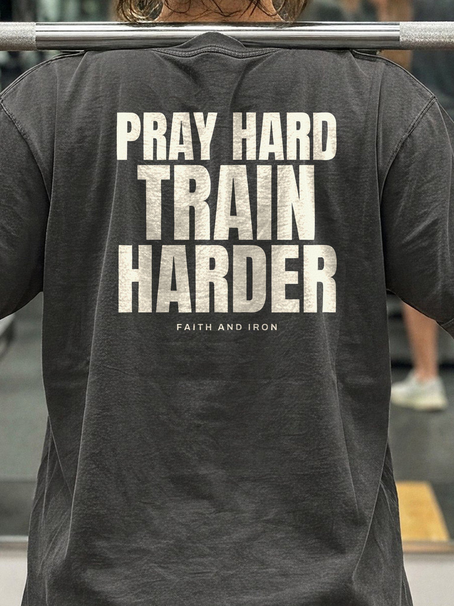 Pray Hard, Train Harder Oversized Gym Tee | Pump Cover product image (4)