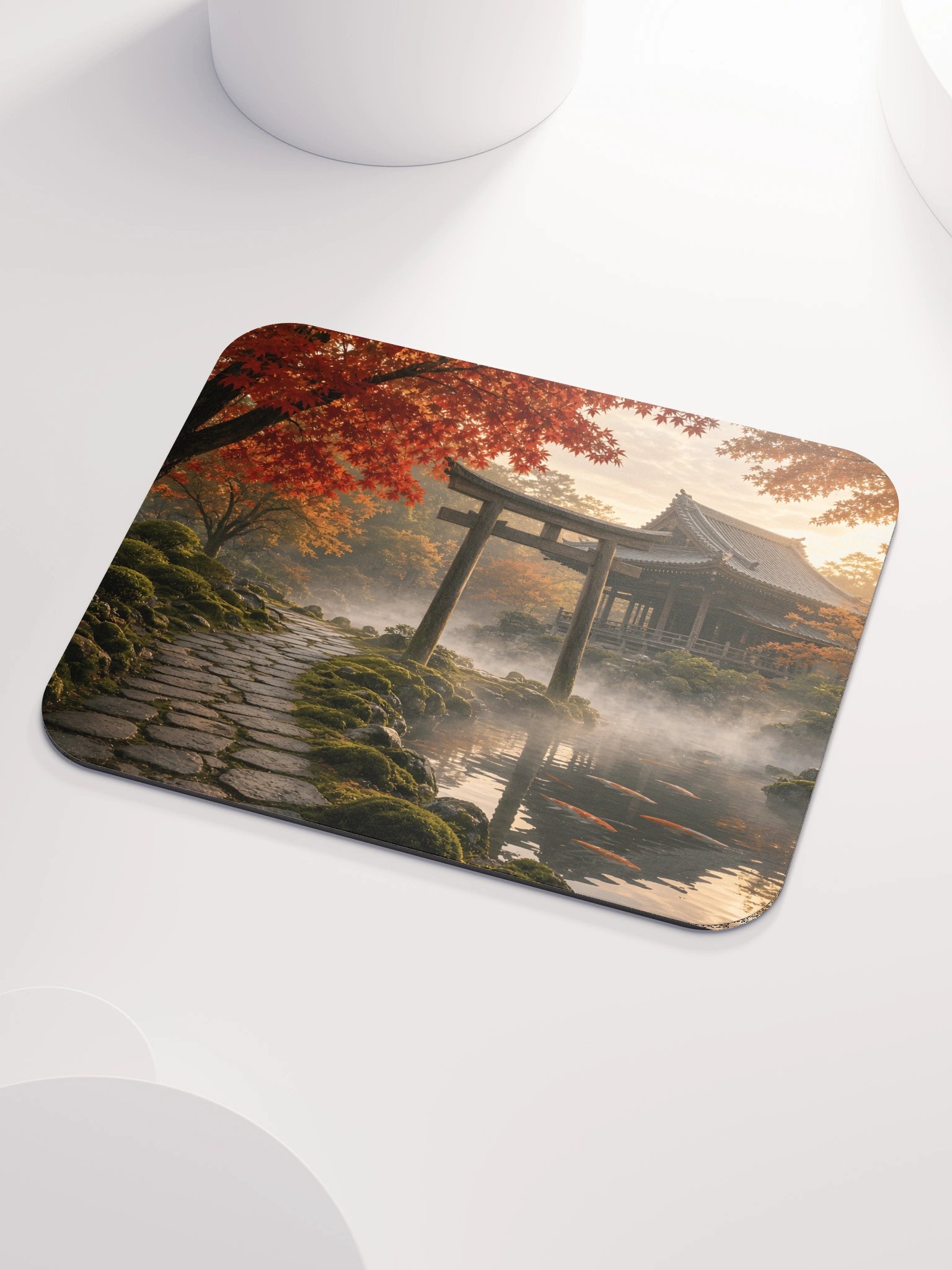 Japanese Torii Gate Autumn Garden Classic Mouse Pad | Aesthetic Asian Landscape Office & Gaming Mousepad product image (3)