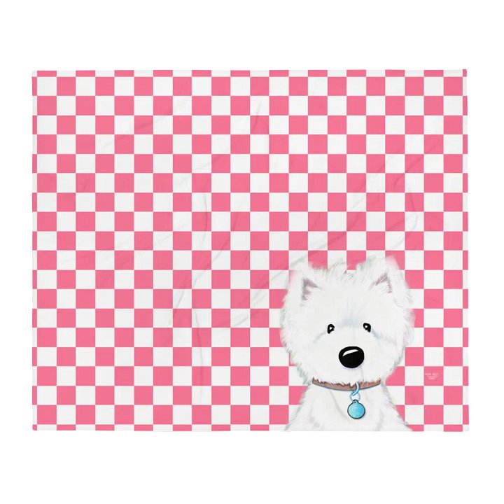 KiniArt Westie Checkered Throw Blanket product image (1)
