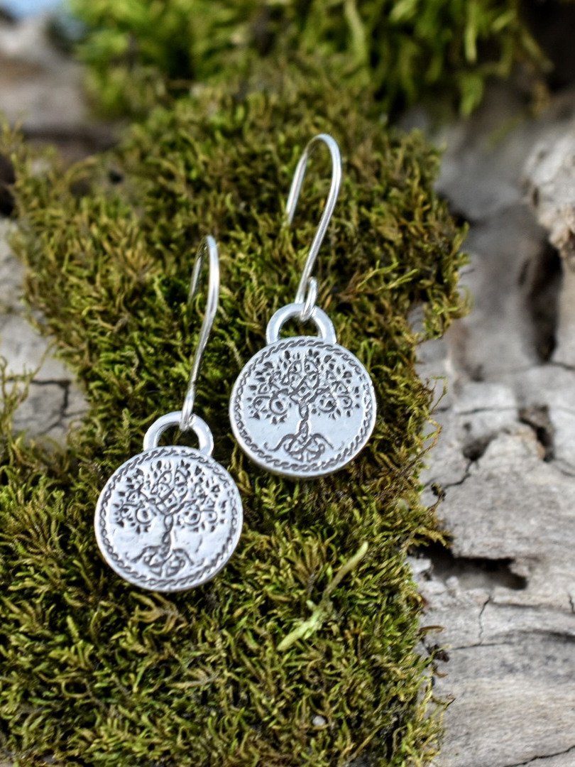 Tree of Life Medallion Sterling Silver Earrings – Connected Through Time product image (1)
