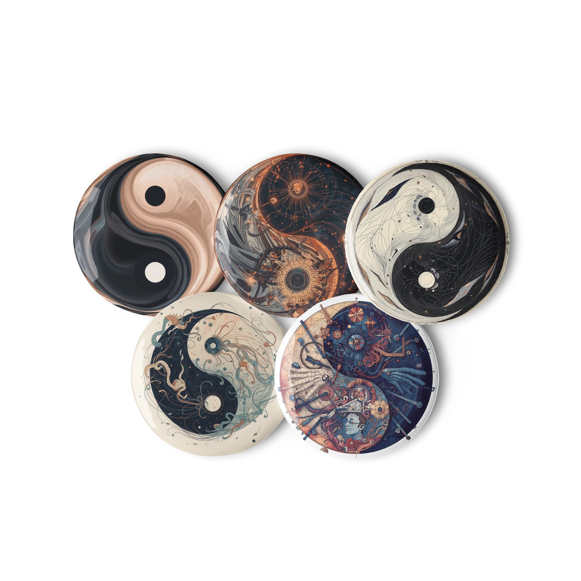 Cosmic Balance Art Pins (set 9) – Abstract Yin & Yang Collection product image (2)