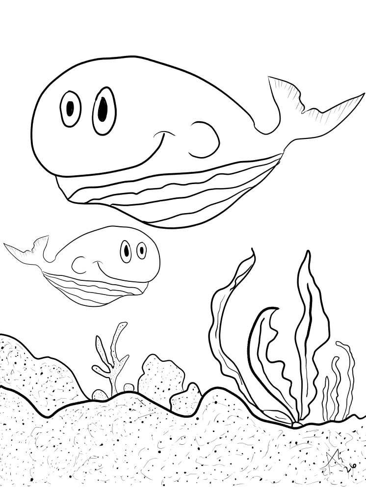 TSStechAngel's World - Blue Whales Coloring Page product image (1)