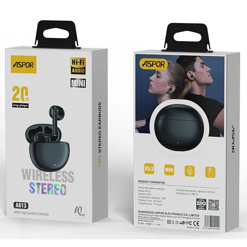 Aspor A613 BT5.3 Wireless TWS Earbuds - Stereo Sound with USB-C Charging Case product image (6)