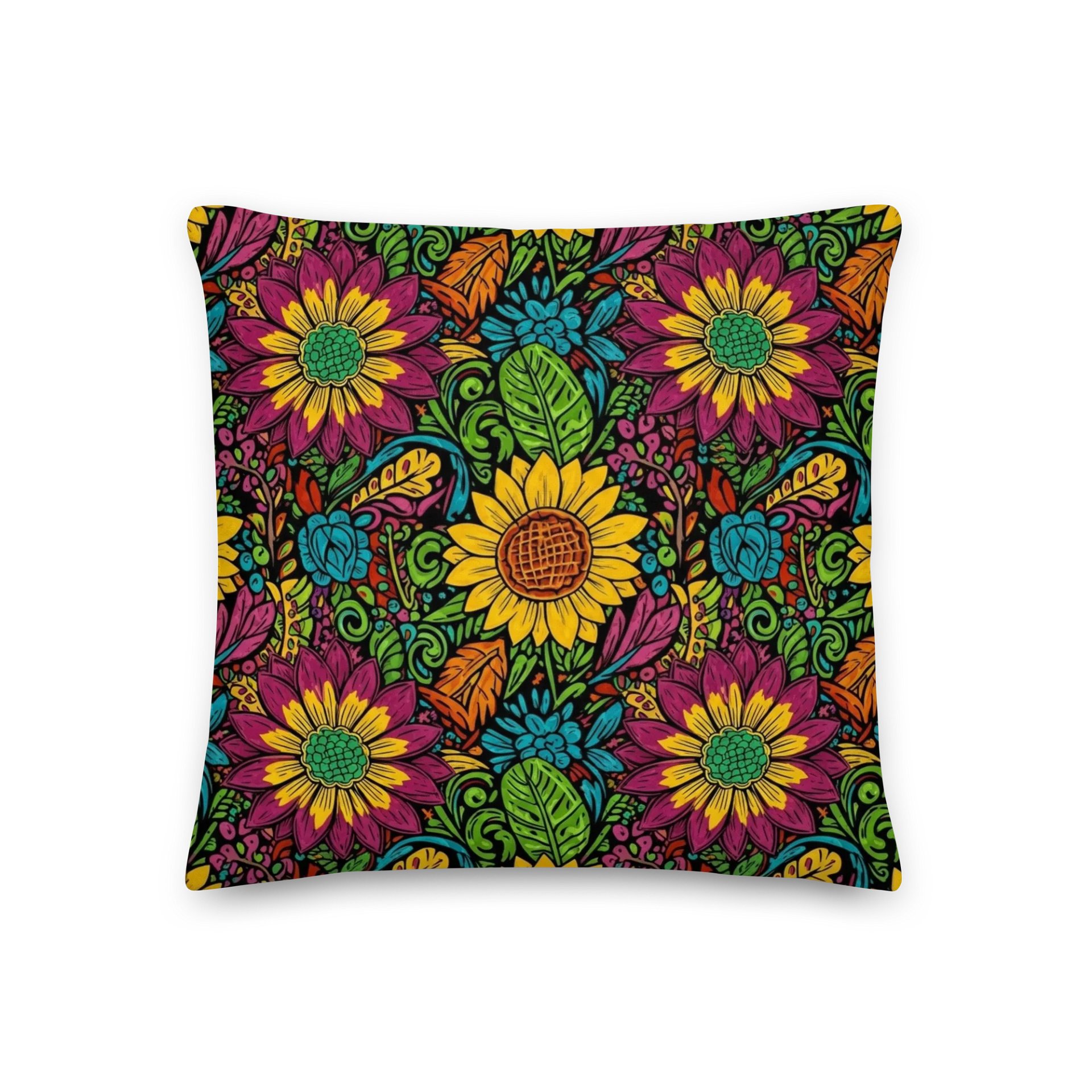 Vibrant Floral Fantasy Premium Pillow product image (1)