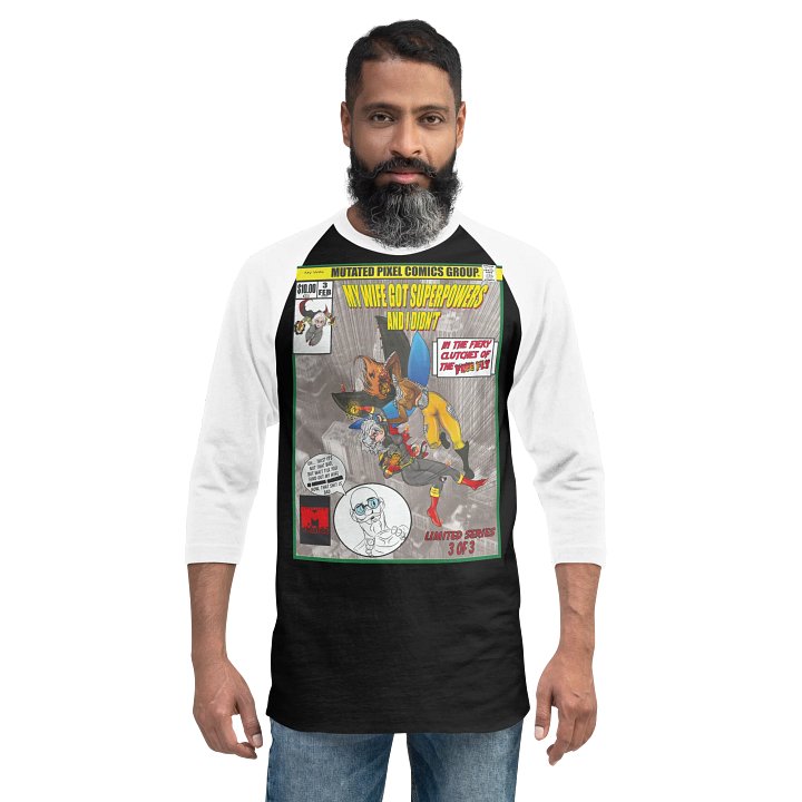 My Wife Got Superpowers Comic Book Raglan Tee product image (10)